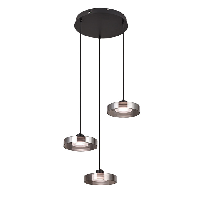 Inlight Kremasto fotistiko LED Mavro me fime Gyali 3CCT 35x200cm Rozeta (4075-3-Black/Smoky)